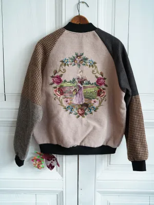 Unlogical Poem Velvet Embroidery Patchwork Woolen Souvenir Jacket